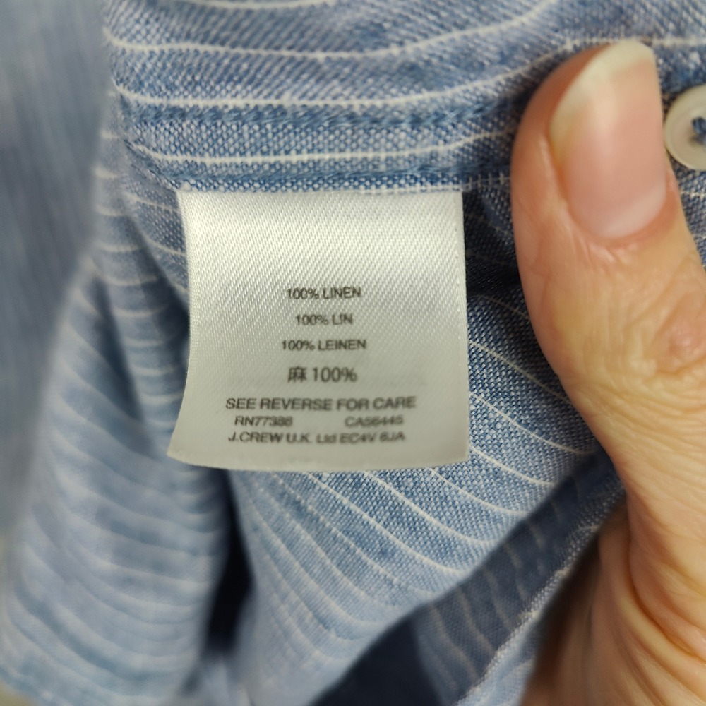 J.Crew Baird McNutt Irish Linen Button Down Shirt Mens‎ Small Pinstripe Blue - Picture 7 of 10